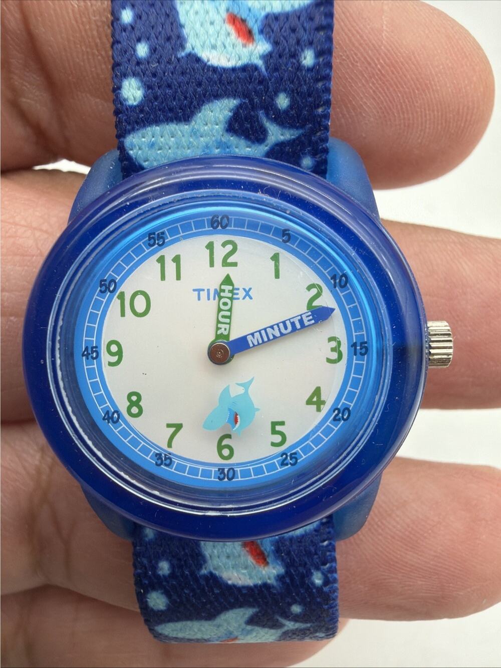 Timex Kids TW7C13500 Watch 28mm Blue Resin Case Blue Shark Fabric Strap Quartz